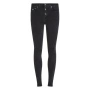 Tommy Hilfiger Svarta Skinny Fit Jeans med knappstängning Black, Dam