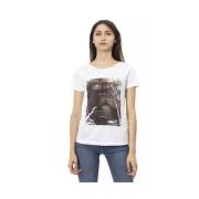 Trussardi Stiligt vitt bomullsblandat T-shirt med fronttryck White, He...