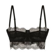 Dolce & Gabbana Svart Spets Bralette Sweetheart Ringning Black, Dam