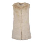 Herno Faux Fur Gilet Vest Beige, Dam