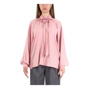 Actualee Chiffongblus med rosrosett detalj Pink, Dam