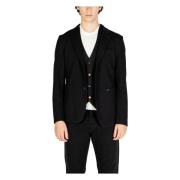 Gianni Lupo Svart Button-Up Blazer Höst/Vinter Stil Black, Herr