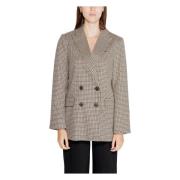 ONLY Rutig Blazer med knappfästning Beige, Dam