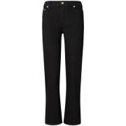 Tory Burch Svarta Denim Korta Byxor Broderad Logotyp Black, Dam