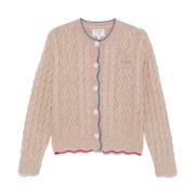 MC2 Saint Barth Beige Kabelstickad Tröja Beige, Dam