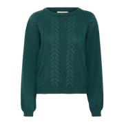 Cream Havsmossa Stickad Tröja Sweater Green, Dam