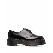 Dr. Martens Svarta Läderskor Platta Snörning Black, Dam