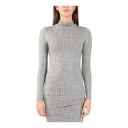 Pinko Hög hals jersey topp med strass Gray, Dam