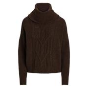 Ralph Lauren Aran Turtleneck Tröja i Brun Brown, Dam