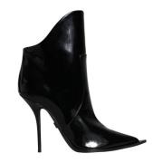 Dolce & Gabbana Svarta Patentläder Logo Ankelboots Black, Dam