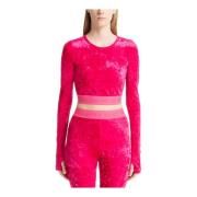 Versace Jeans Couture Enkel Logo Crop Top Pink, Dam