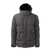 Mackage Quiltad Dunjacka med Shearling Huva Gray, Herr