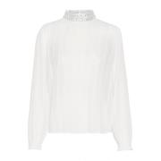 Cream Elegant Snow White Blouse med Similisten White, Dam