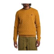 Timberland Cable Crew Neck Sweater Brown, Herr