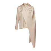 Magda Butrym Elegant Sidenskjorta Beige, Dam