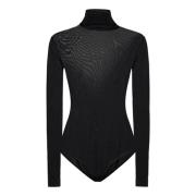 Maison Margiela Svart Turtleneck Bodysuit med Fyra Stygn Black, Dam