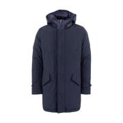 Woolrich Polar High Collar Parka Blue, Herr