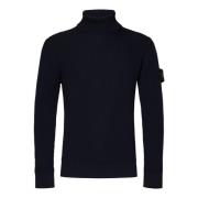 Stone Island Blå Turtleneck Ulltröja Blue, Herr