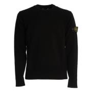 Stone Island Svart Crew-Neck Stickatplagg Aw24 Black, Herr