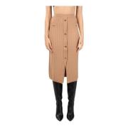 Twinset Räfflad stickad midi klänning med knappar Beige, Dam