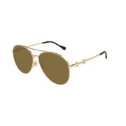 Gucci Guld Brun Solglasögon Gg1698S 002 Yellow, Herr