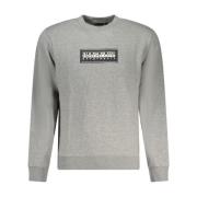 Napapijri Logo Print Bomull Crew Neck Sweatshirt Gray, Herr