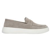 Estro Herr Grå & Beige Äkta Mocka Slip-On Loafers Gray, Herr