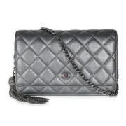 Chanel Vintage Pre-owned Laeder plnbcker Gray, Dam