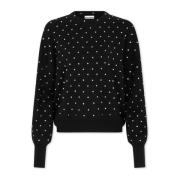 Paco Rabanne Svart Kristallstickad Crewneck Tröja Black, Dam