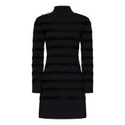 Tom Ford Svart Turtleneck Miniklänning med Sammetsränder Black, Dam