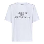 Victoria Beckham Vit Bomull T-shirt med Chic Slogan White, Dam