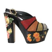 Dolce & Gabbana Blommig kristallplattformssandaler Multicolor, Dam