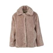 Marella Kort Kappa med Fuzzy Garn 'Giudy' Brown, Dam