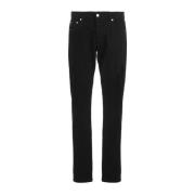 Alexander McQueen Svarta Slim Fit Jeans Logo Brodyr Black, Herr