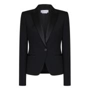 Alexander McQueen Svart Ull Tuxedo Jacka Elegant Stil Black, Dam