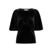 InWear Velourtopp med Volanger - Svart Black, Dam