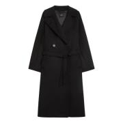 Max Mara Weekend Svart ull dubbelknäppt kappa Black, Dam