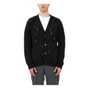 Mauro Grifoni Ull Cardigan med Knappar Black, Herr