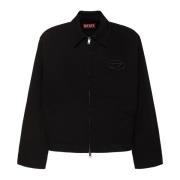 Diesel Svart denimjacka med broderad logotyp Black, Herr