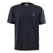 Stone Island Blå Logo Detalj Slimfit T-shirts och Polos Blue, Herr