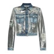 Versace Jeansjacka med skimrande applikationer Blue, Dam