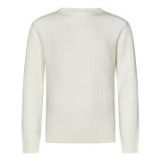 Herno Vit Ribbstickad Tröja Aw24 White, Herr