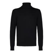 Emporio Armani Svart Stickad Turtleneck Tröja Aw24 Black, Herr