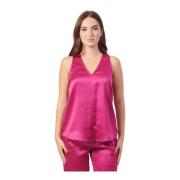 Armani Exchange Fuchsia V-ringad Satintopp Pink, Dam