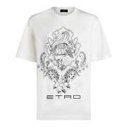 Etro Vit Blommig Oversized T-shirt White, Dam