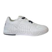 Icon Denim Vit Läder Sneaker med Maxi Logo White, Herr