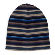 Gallo Unisex vändbar blå fleecebeanie med flerfärgade ränder Multicolo...