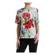 Dolce & Gabbana Blå Blommig T-shirt Multicolor, Dam