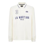 La Martina Långärmad Polo Tröja med Logotyp Blå White, Herr