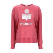 Isabel Marant Étoile Svart linne långärmad logot-shirt Pink, Dam